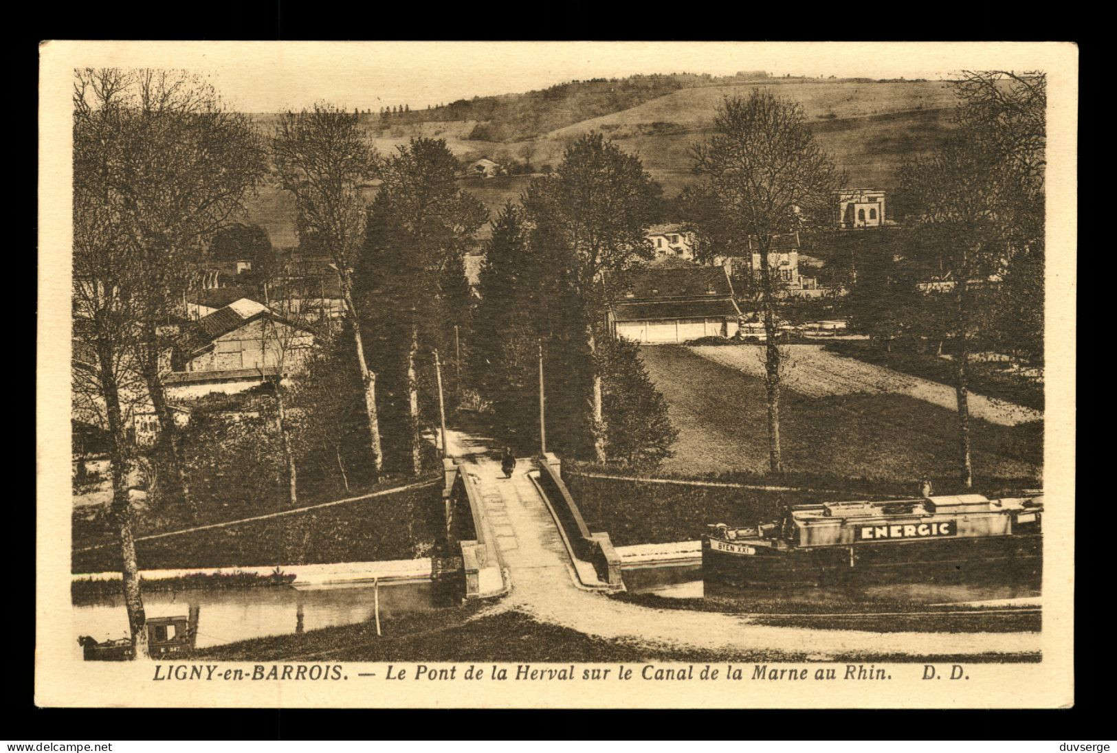 55 Meuse Ligny En Barrois Pont Sur Le Canal Avec Peniche Energie  Byen XXI - Péniches