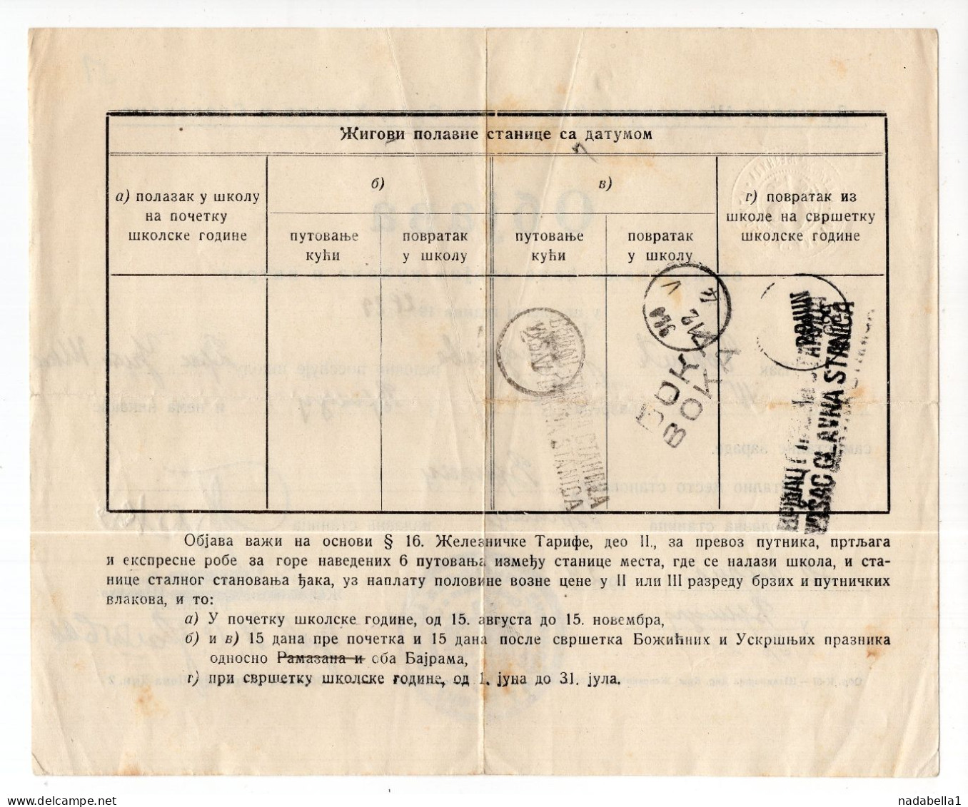 1929. KINGDOM OF SHS,SERBIA,VRSAC,NOTICE ,PASS,FREE RAILWAY TICKET FOR STUDENTS TO GO BACK HOME FOR HOLIDAY - Autres & Non Classés