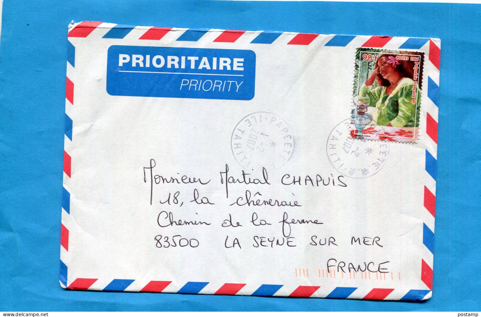 POLYNESIE FRANCAISE Lettre Pour France Cad Ile De Tahiti  Papeete  2007 Stamp N°765 Tahiteinne - Lettres & Documents
