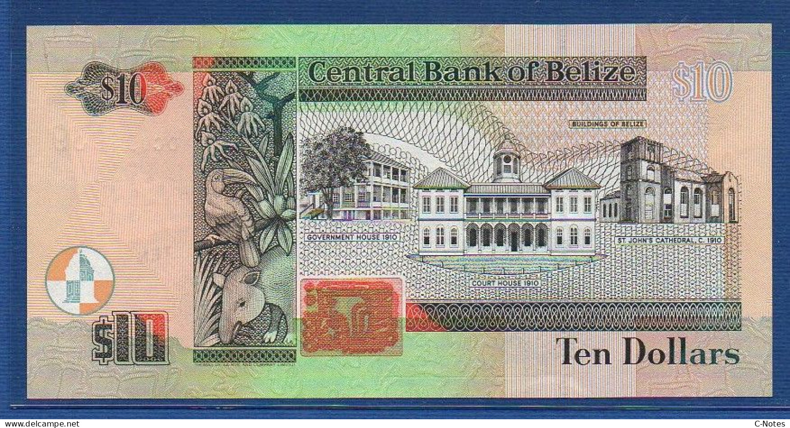 BELIZE - P.68b – 10 Dollars 2005 UNC, S/n DC094939 - Belize