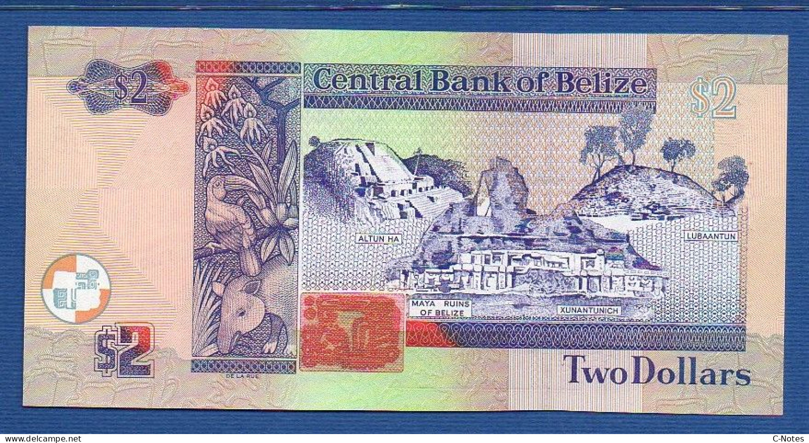 BELIZE - P.66b – 2 Dollars 2005 UNC, S/n DC417598 - Belize