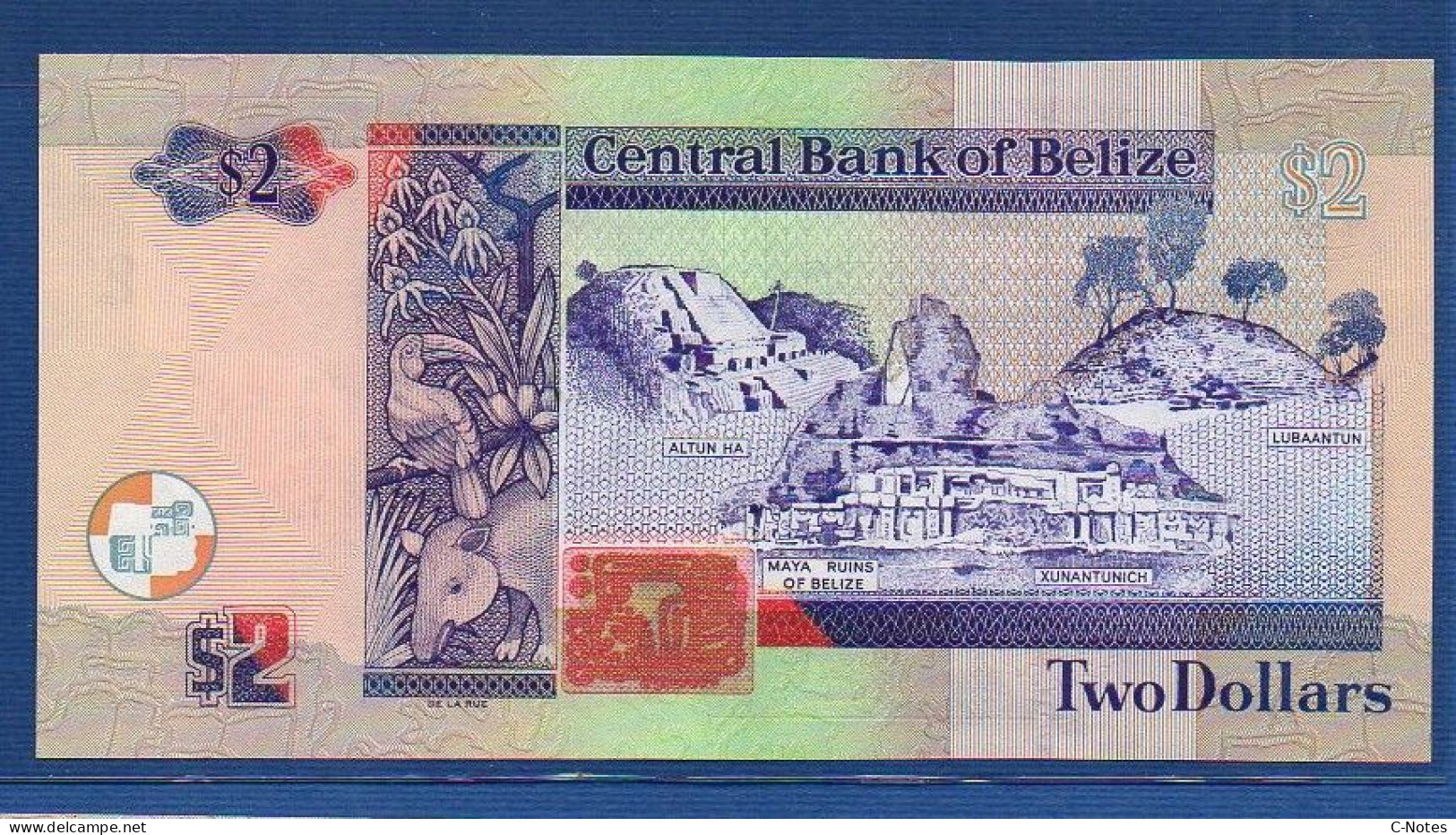 BELIZE - P.66c – 2 Dollars 2007 UNC, S/n DF338252 - Belize