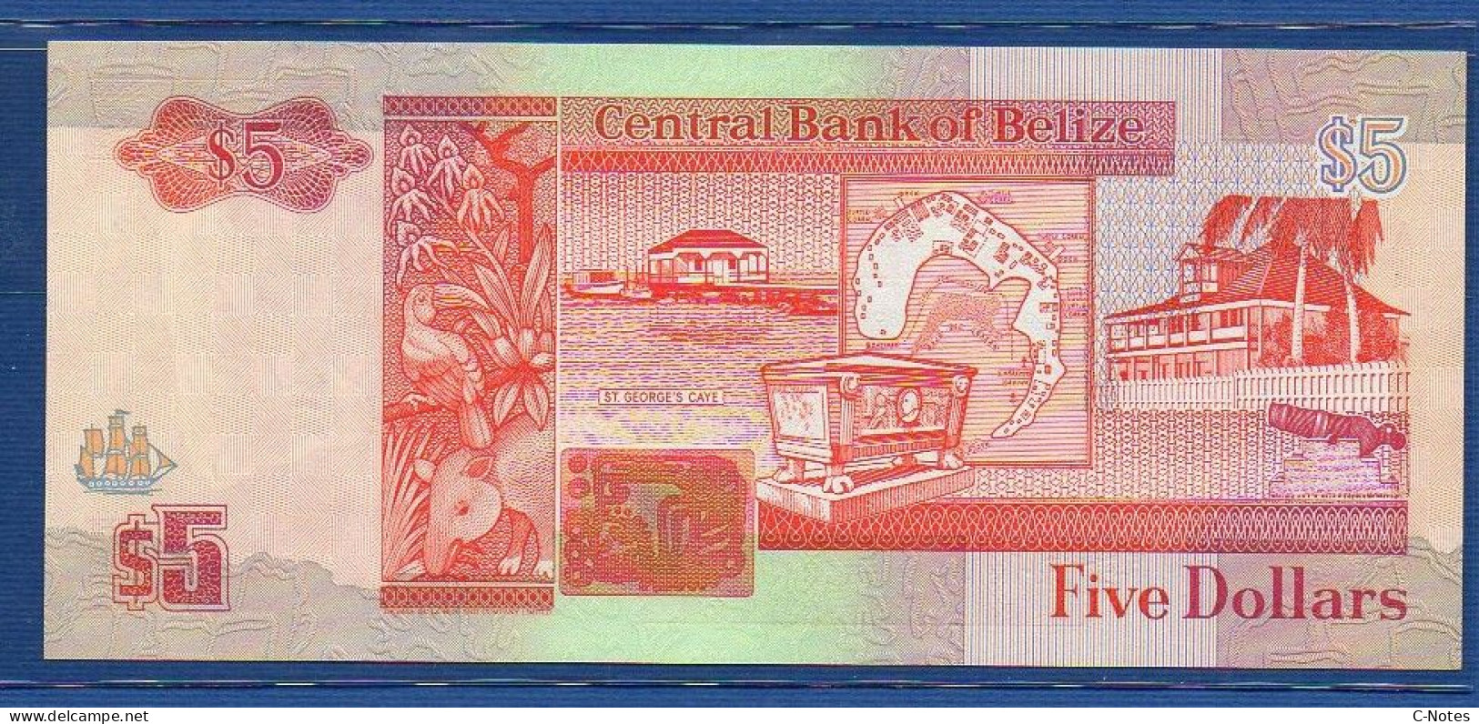 BELIZE - P.53a – 5 Dollars 1990 UNC, S/n AA125142 - Belize