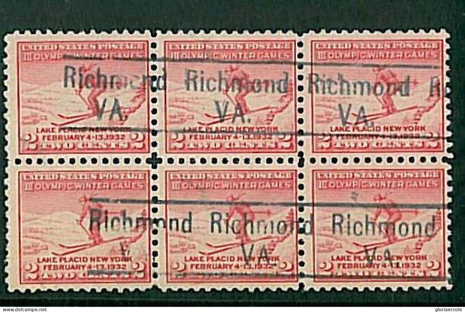 30931 - USA - STAMP - 1932 Precancelled OLYMPIC GAMES: Richmond, Va BLOCK Of 6 - Hiver 1932: Lake Placid