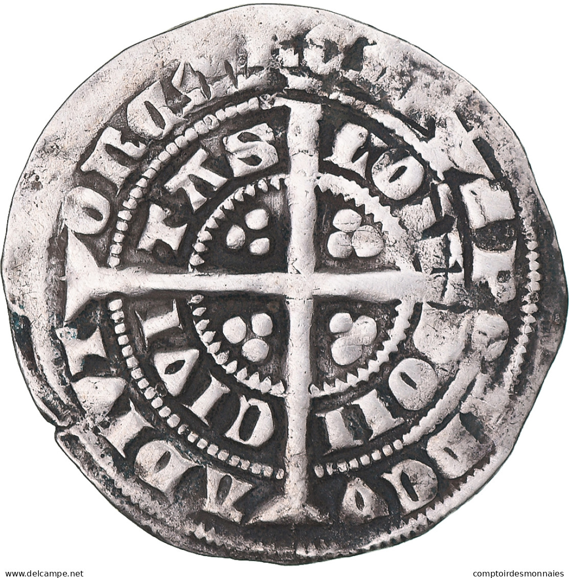 Monnaie, Grande-Bretagne, Edward III, 1/2 Gros, 1327-1377, Londres, TB+, Argent - 1066-1485 : Basso Medio Evo