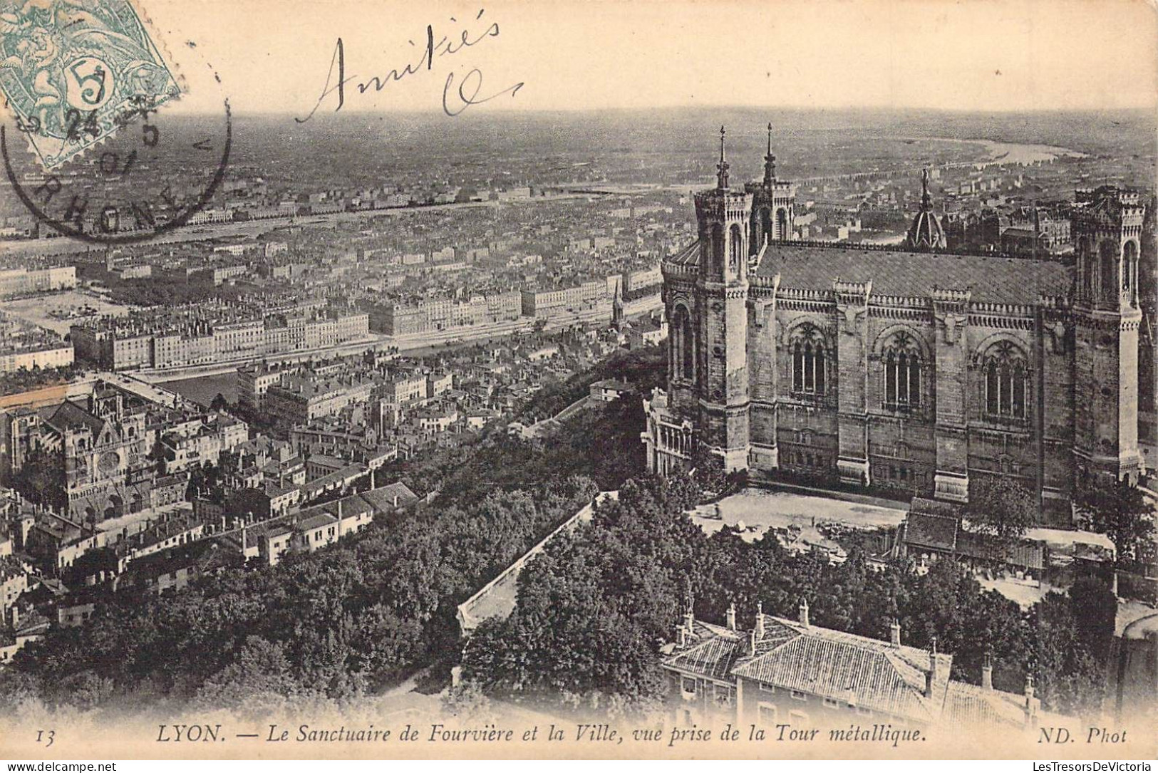 FRANCE - 69 - LYON - Le Sanctuaire De Fourrière Et La Ville Vue Prise De La Tour Métallique - Carte Postale Ancienne - Andere & Zonder Classificatie