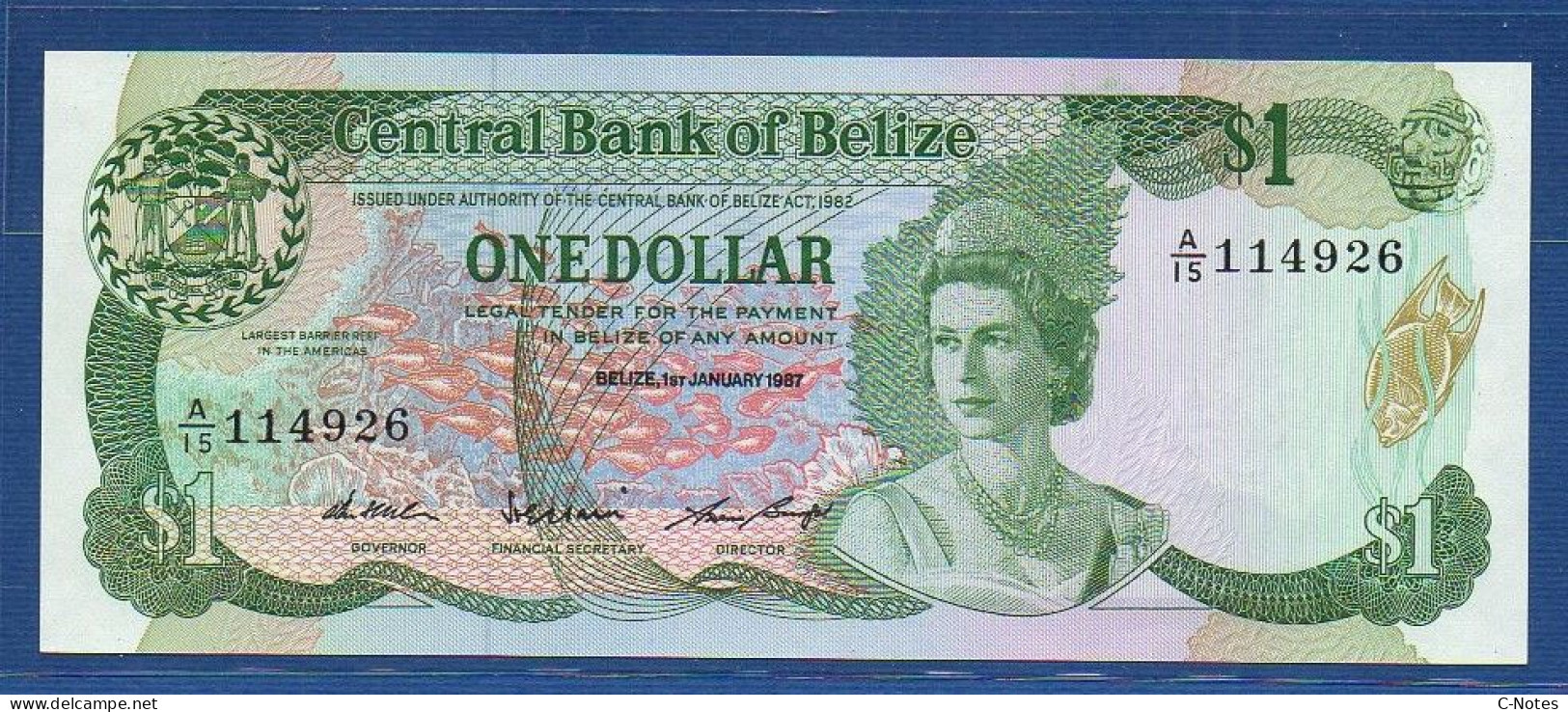 BELIZE - P.46c – 1 Dollar 1987 UNC, S/n A/15 114926 - Belice