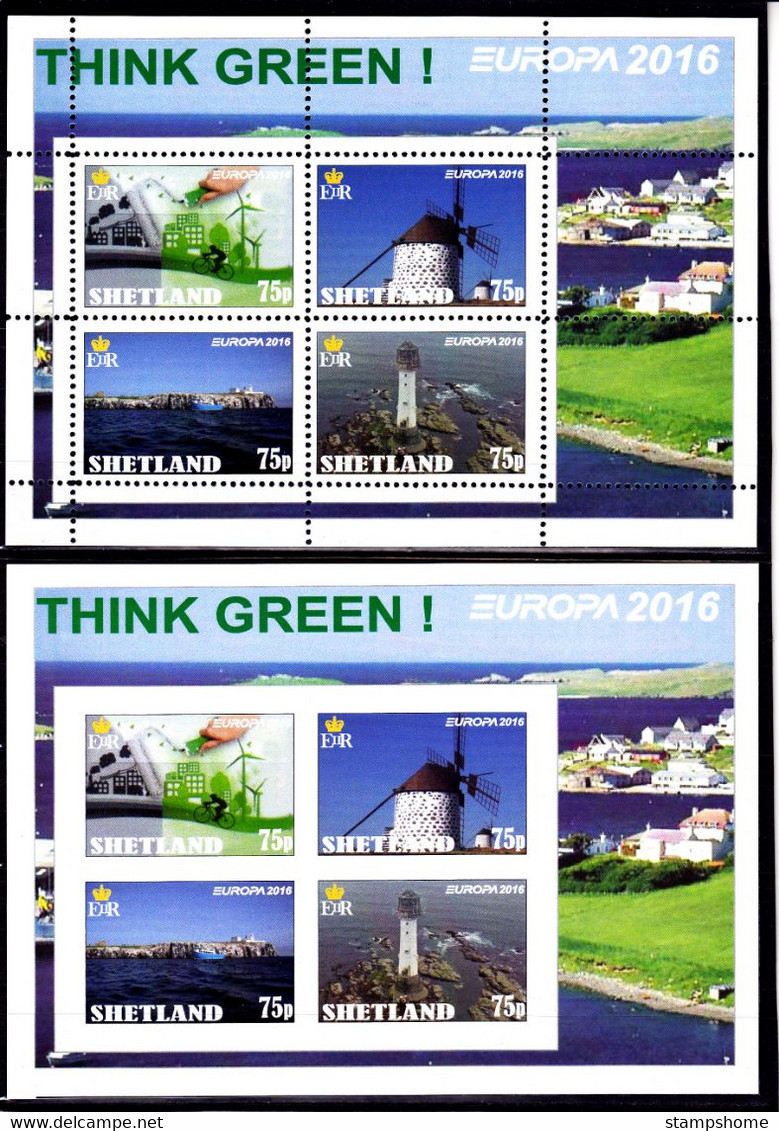 Shetland - 2016 - Europa Cept Thema & Think Green - 2.Mini S/Sheet (imp.+perf.) Private İssue ** MNH - Scotland