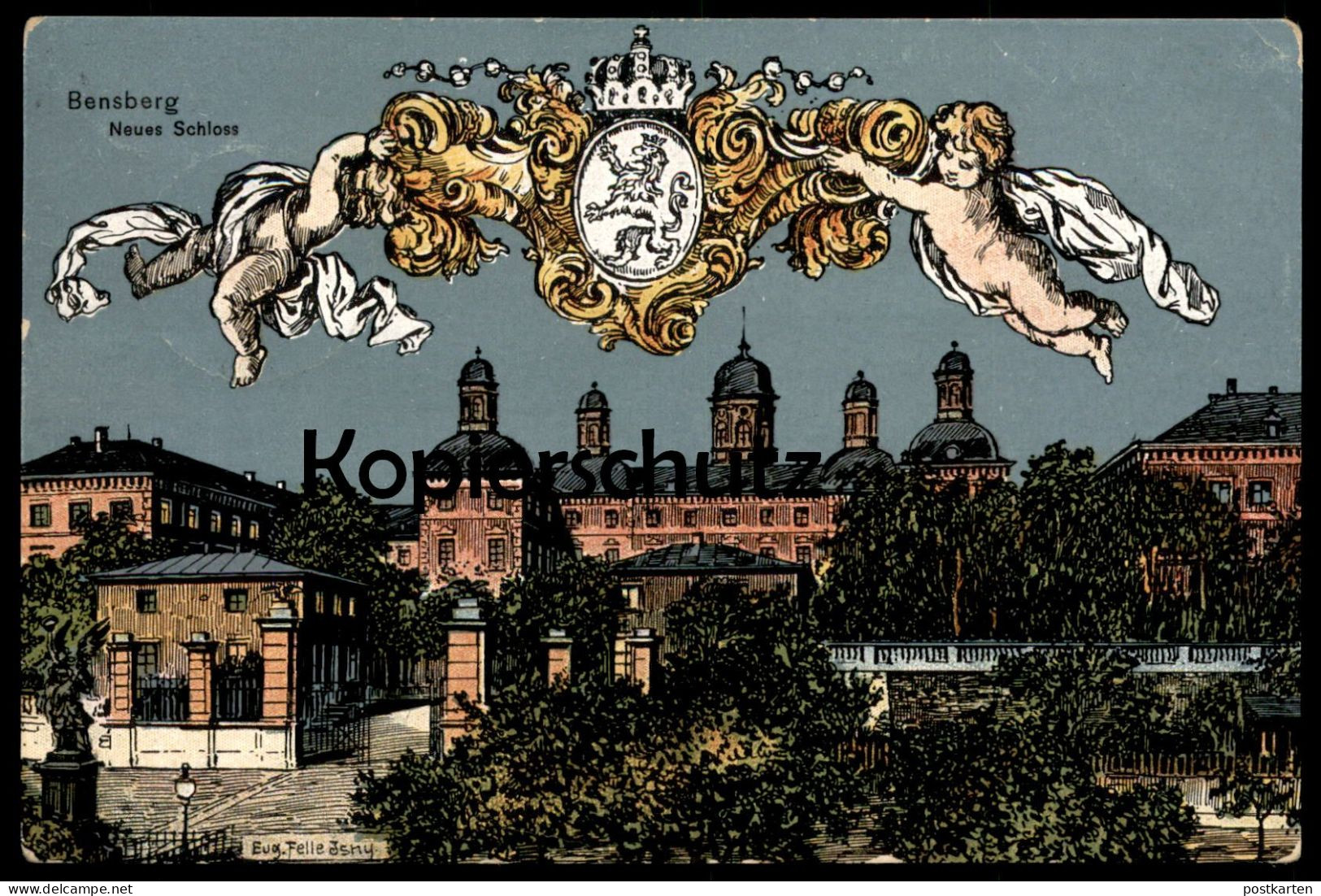 ALTE POSTKARTE BENSBERG SCHLOSS EUGEN FELLE ISNY MONDNACHT Chateau Castle Bergisch Gladbach Ansichtskarte Postcard Cpa - Bergisch Gladbach