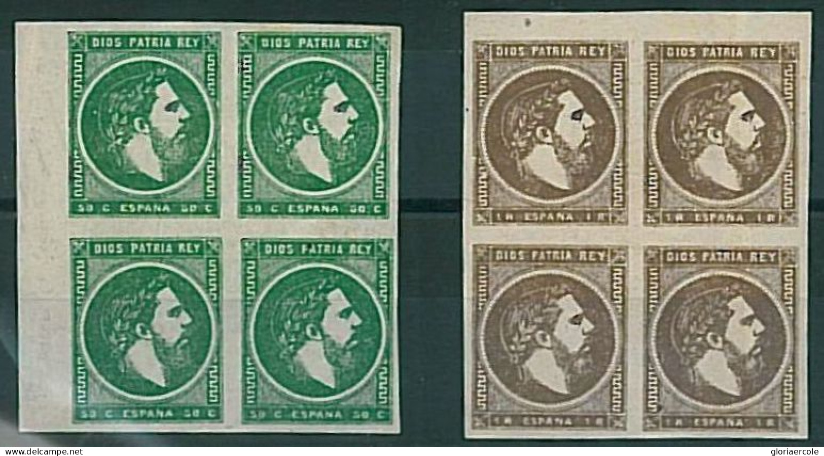 37047 - SPAIN   - STAMP ERROR - IMPERF PAIR Block Of 4 - Edifil #  160/161 - Variétés & Curiosités