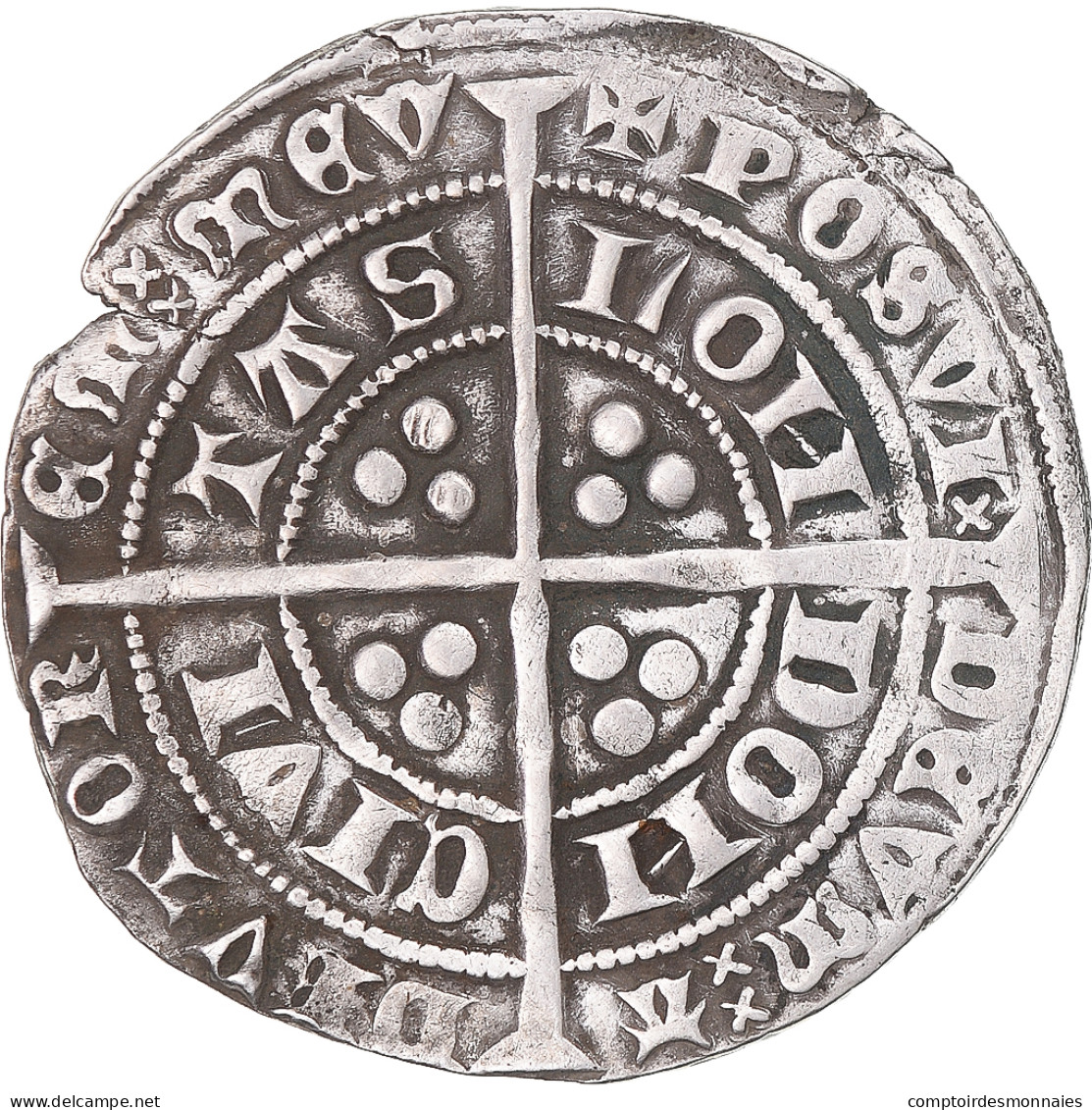 Monnaie, Grande-Bretagne, Edward III, Gros, 1361-1369, Londres, Treaty Period - 1066-1485 : Basso Medio Evo