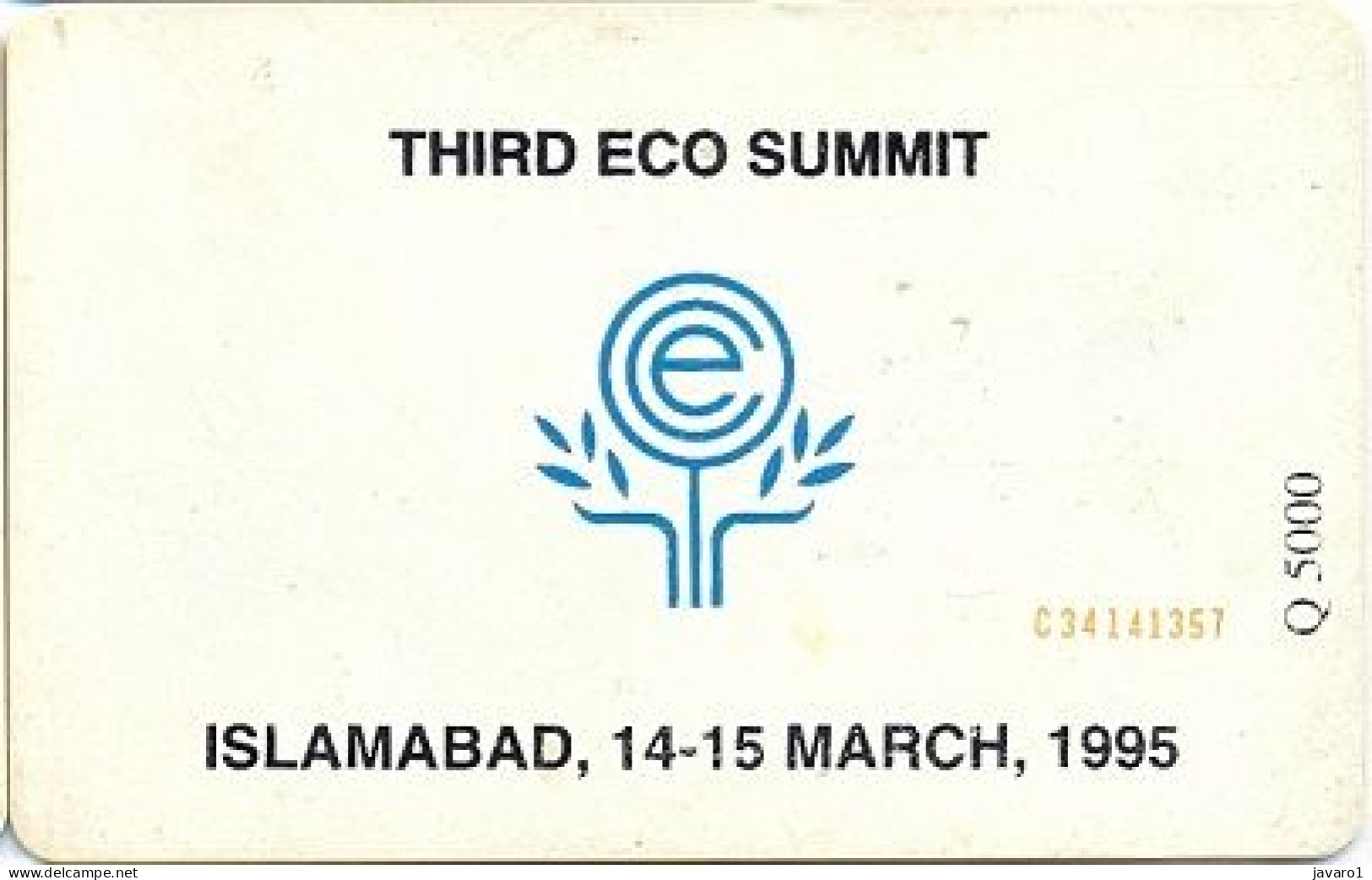 PAKMAP : WP06019 30 THIRD ECO SUMMIT ISLAMABAD 14/3/95 USED - Pakistán