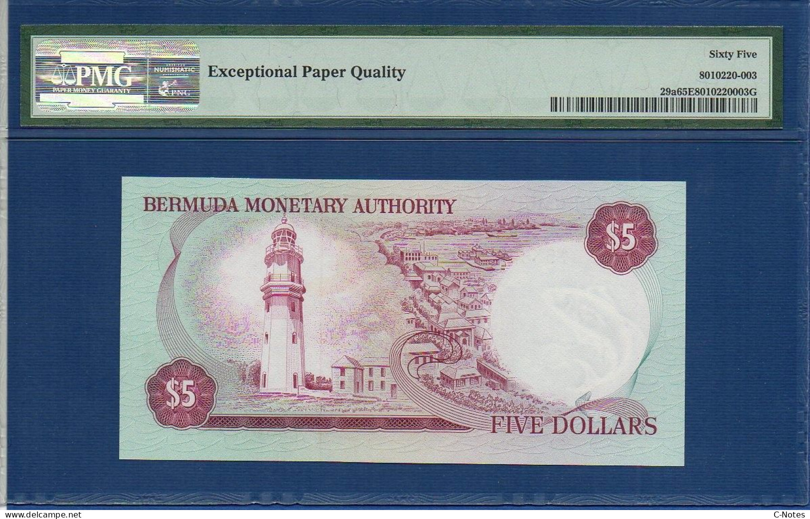 BERMUDA - P.29a – 5 Dollars 1978 UNC / PMG65, S/n A/1 538122 - Bermudes