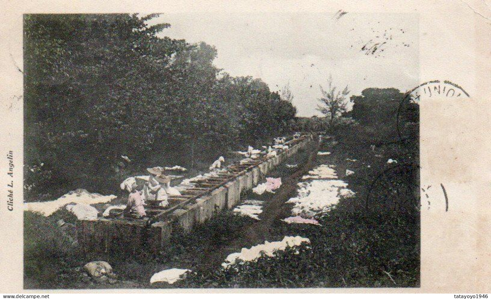 Carte De  Saint-Pierre De La Réunion Le Lavoir Voyagé En 1912 - Reunion