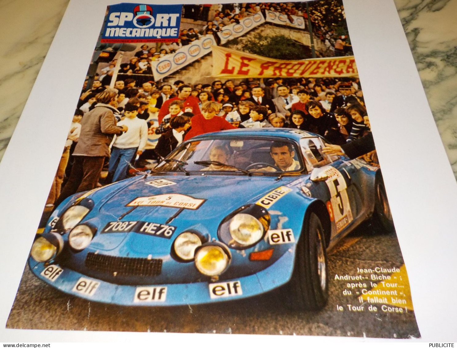 ANCIENNE PUBLICITE TOUR DE CORSE JC ANDRUET ET  BICHE 1972 - Cars