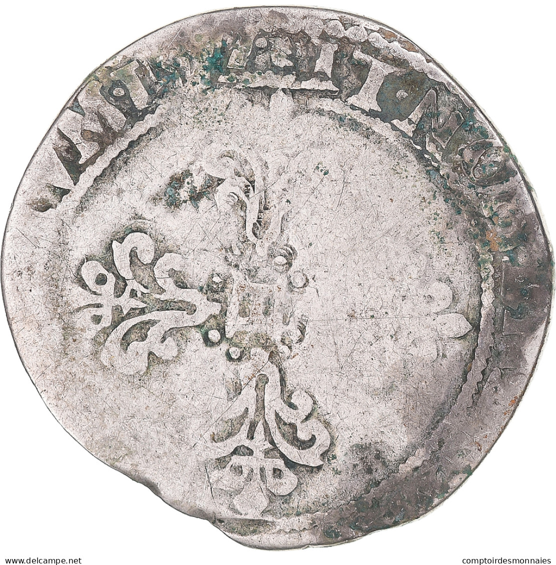 Monnaie, France, Henri III, 1/2 Franc Au Col Plat, Nantes, B+, Argent - 1574-1589 Henri III