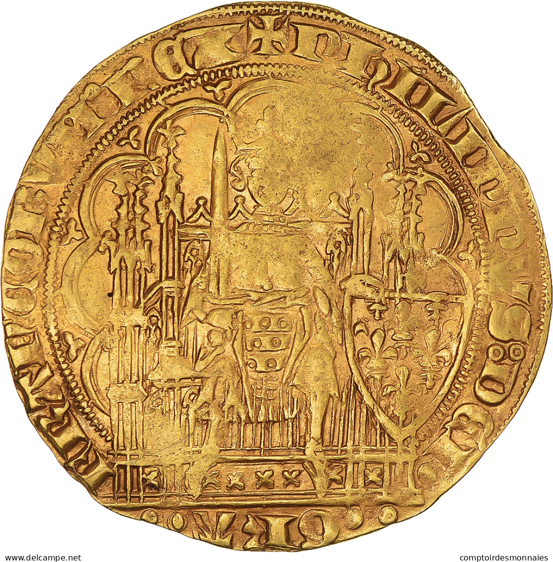 Monnaie, France, Philippe VI, Ecu D'or à La Chaise, 1349-1350, 6e émission - 1328-1350 Filips VI