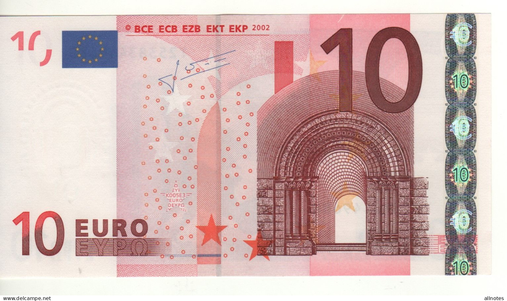 10 EURO  "T" Irlanda    Firma Trichet    K 005 E3   /  FDS - UNC - 10 Euro