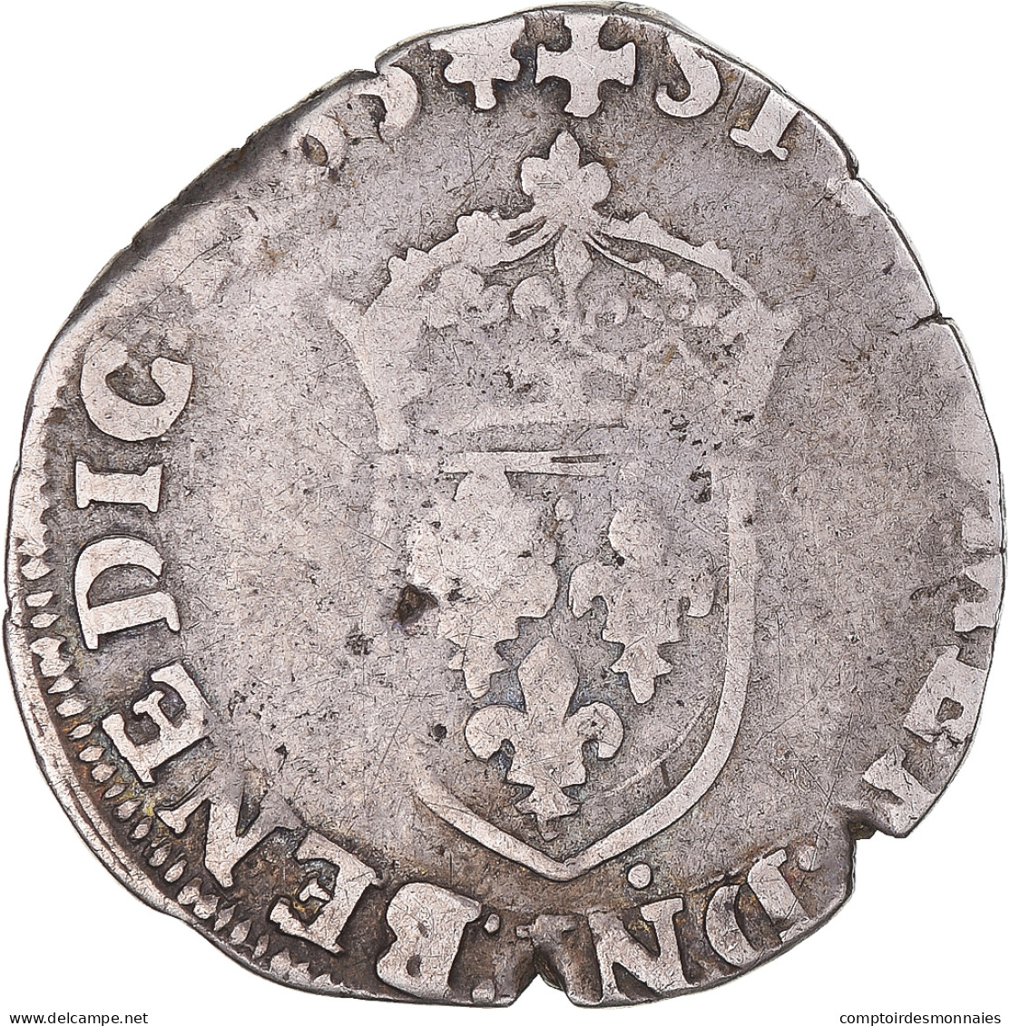 Monnaie, France, Charles IX, 1/2 Teston, 1565, Limoges, 3ème Type, TB, Argent - 1560-1574 Charles IX