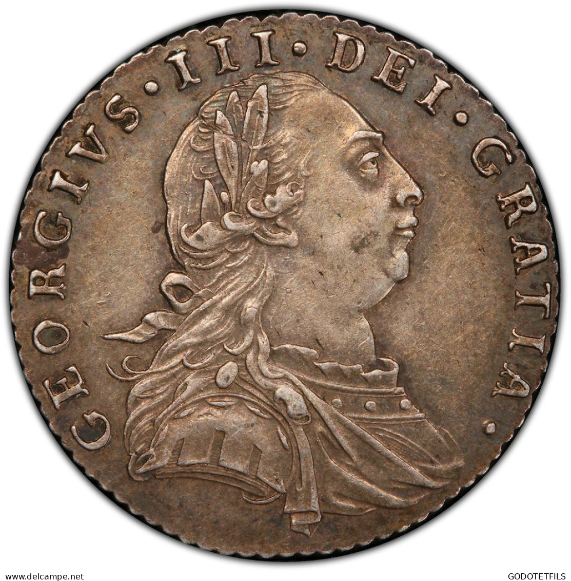 Monnaie Gradée PCGS AU55 : Royaume-Uni Georges III 6 Pence 1787 - Autres & Non Classés