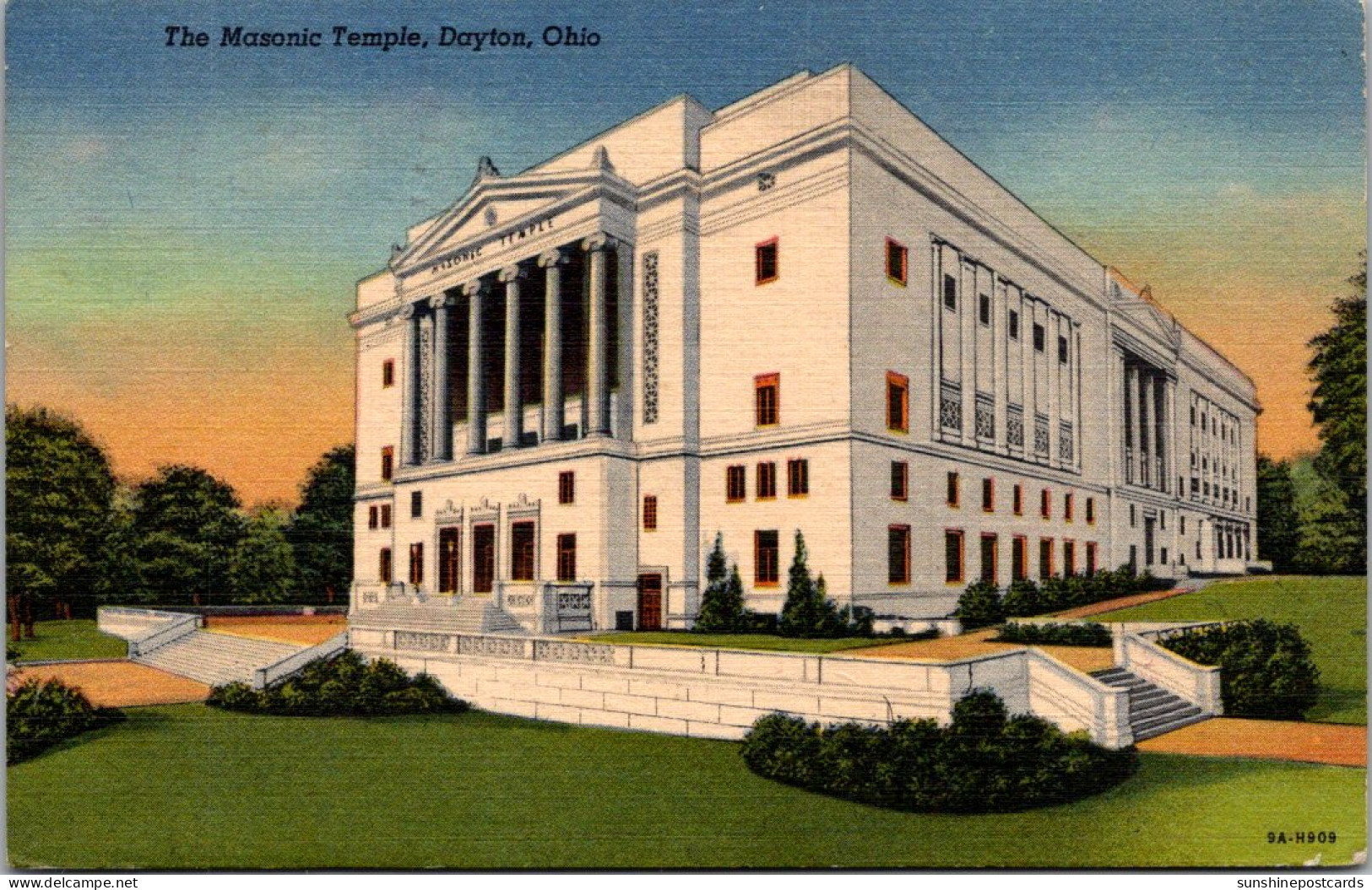 Ohio Dayton Masonic Temple 1958 Curteich - Dayton