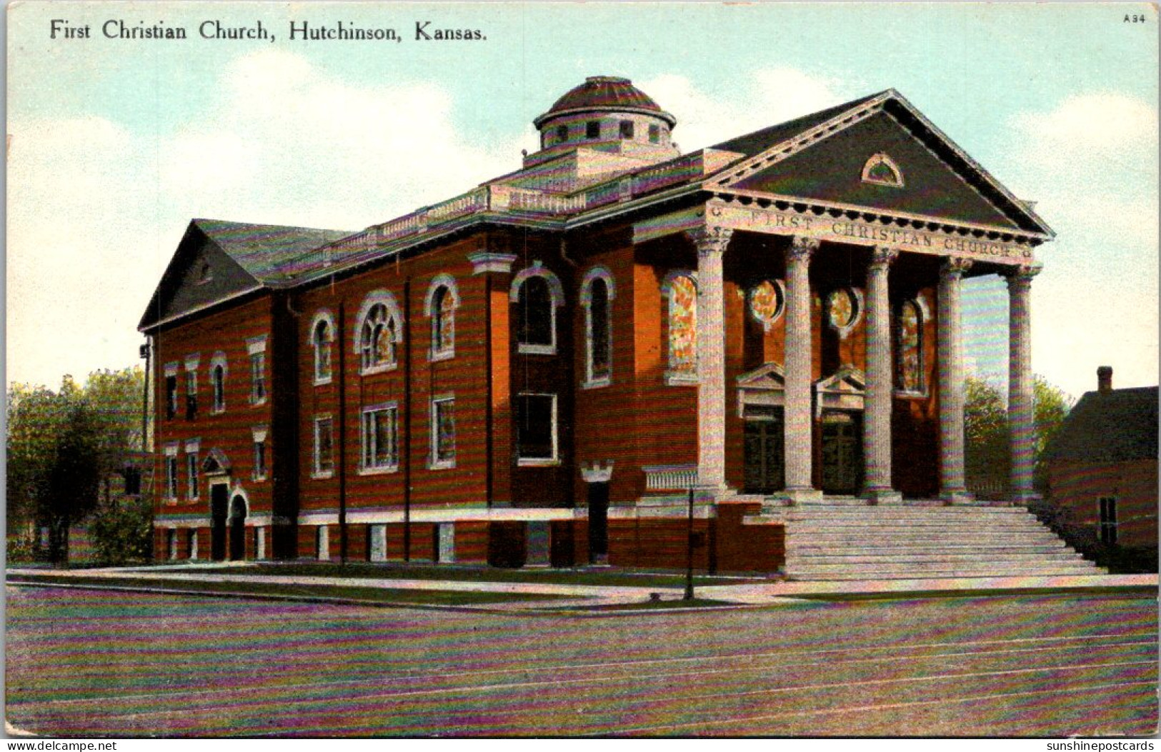 Kansas Hutchinson First Christian Church Curteich - Other & Unclassified