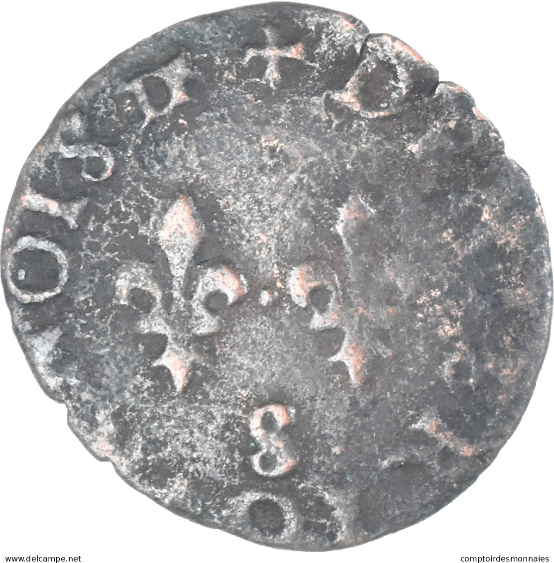 Monnaie, France, Denier Tournois, N.d. (1578-1580), Troyes, Rare, TB, Cuivre - 1574-1589 Enrique III