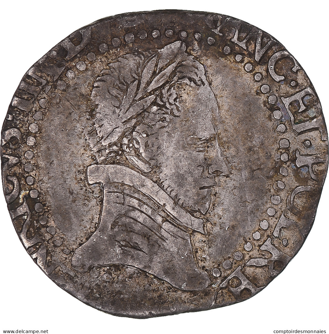 Monnaie, France, Henri III, 1/4 Franc Au Col Plat, 1578, TB+, Argent - 1574-1589 Henri III