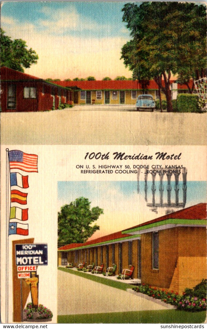 Kansas Dodge City 100th Meridian Motel 1962 - Other & Unclassified