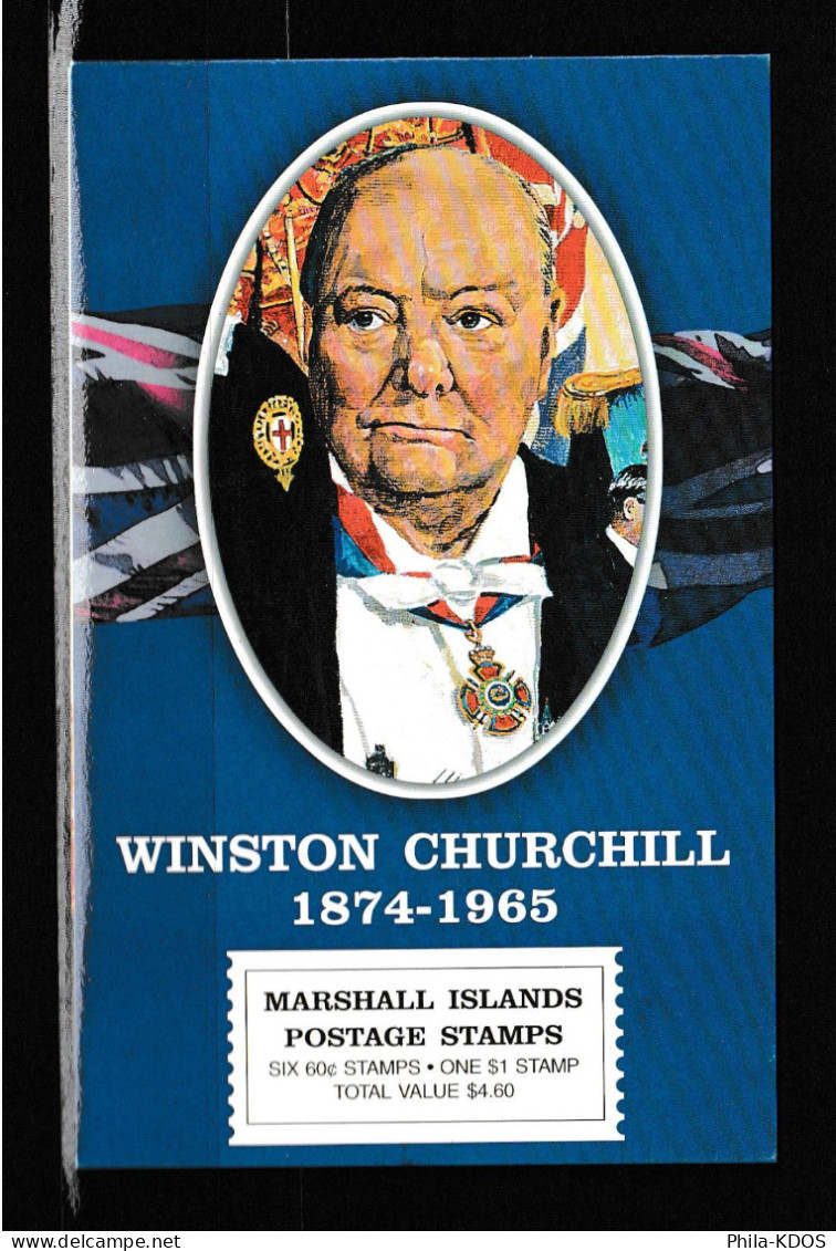 " WINSTON  CHURCHILL / WWII / PRIX NOBEL " Sur Carnet De 7 Timbres Neufs ** MNH Des Iles Marshall. - Sir Winston Churchill