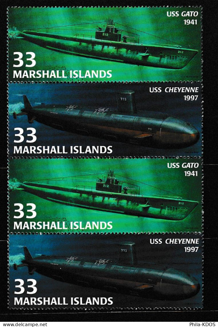 " SOUS-MARINS USS " Sur Bloc De 4 Timbres Neufs ** MNH Des Iles Marshall. - U-Boote