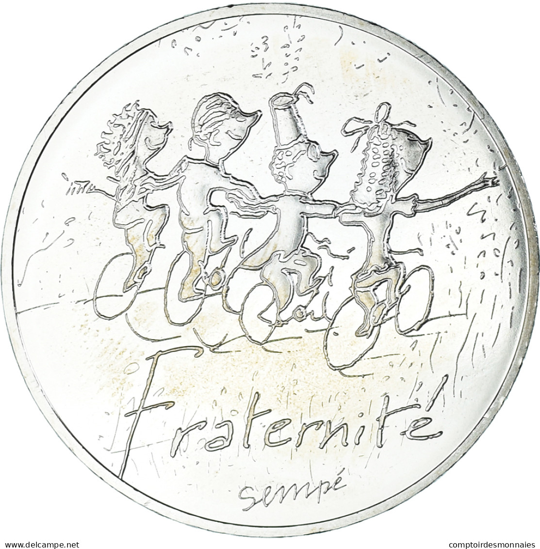 France, 10 Euro, 2014, Sempé Fraternité Printemps, FDC, Argent - Francia