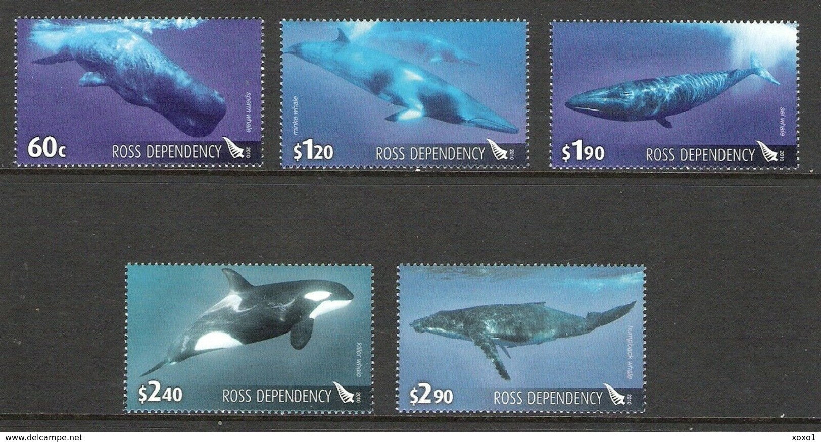 ROSS 2010 NEW ZEALAND MiNr. 119 - 123 Marine Mammals Whales 5v MNH ** 12,00 € - Nuevos