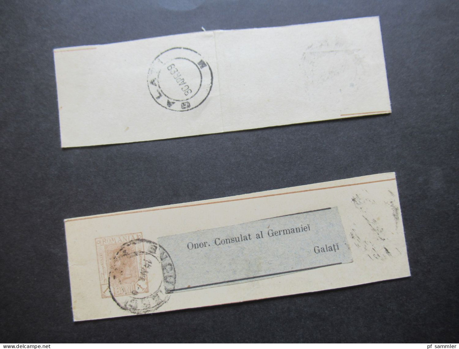Rumänien 1899 Ganzsachen / 2x Streifband Mit Adressaufkleber Onor. Consulat Al Germaniei Galati - Ganzsachen