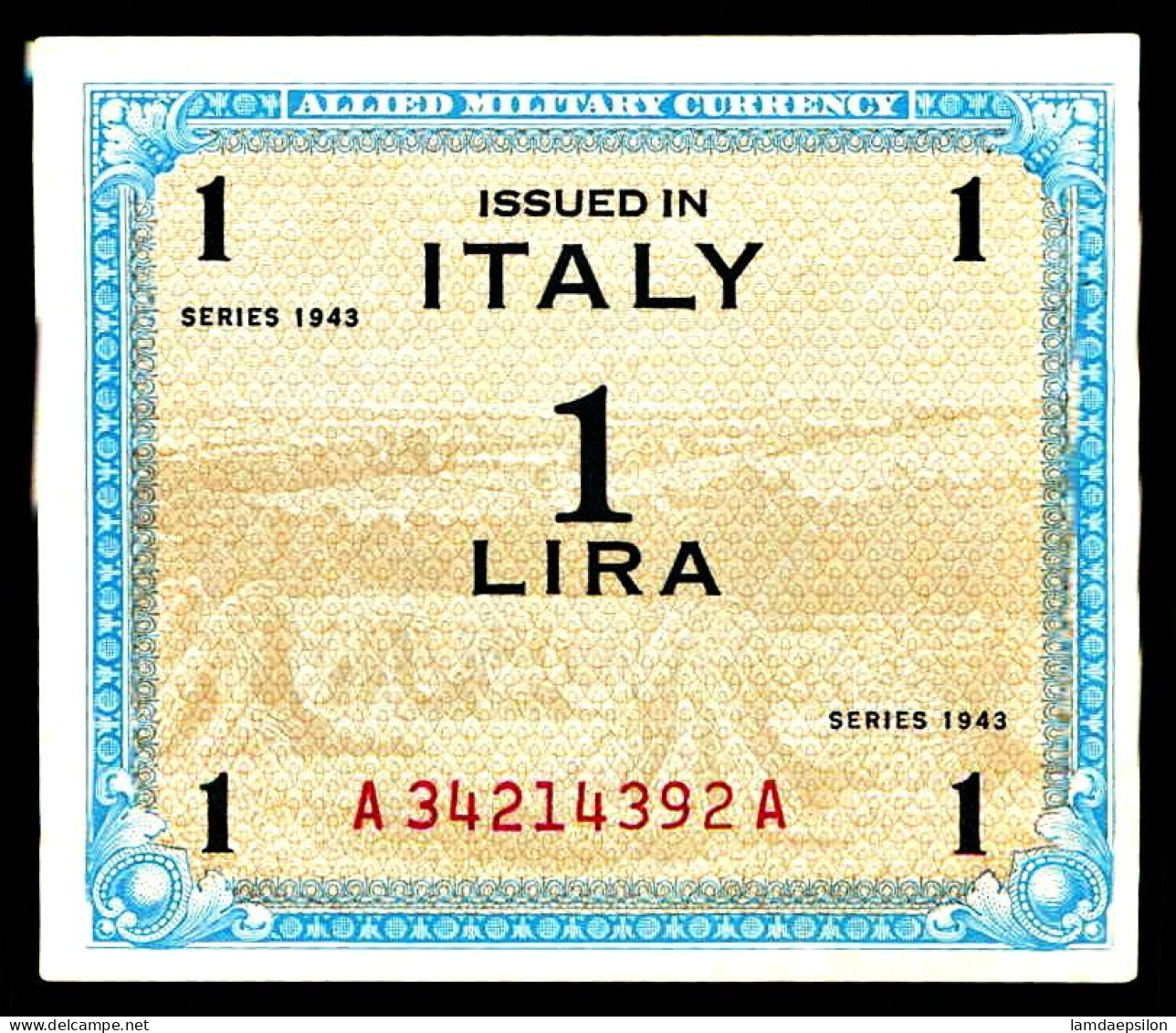 A8 ITALIE   BILLETS DU MONDE   BANKNOTES  1 LIRA 1943 - Other & Unclassified