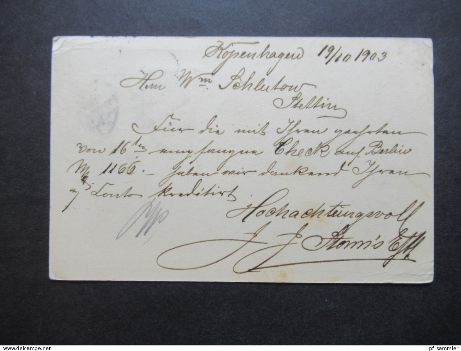 Dänemark 1903 Ganzsache Mit Wertgleicher Zusatzfrankatur! Kopenhagen Nach Stettin Mit Ank. Stempel Stettin * 1 R - Postal Stationery