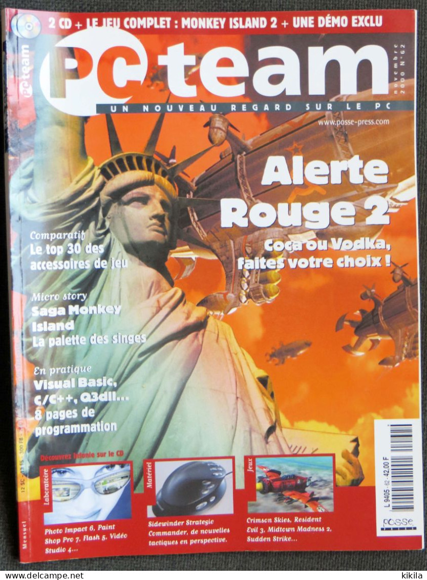 Journal Revue Informatique PC TEAM N° 62 Novembre 2000  Le Top 30 Des Accessoires De Jeux - Visual Basic, C/C++, Q3dll.* - Informatique