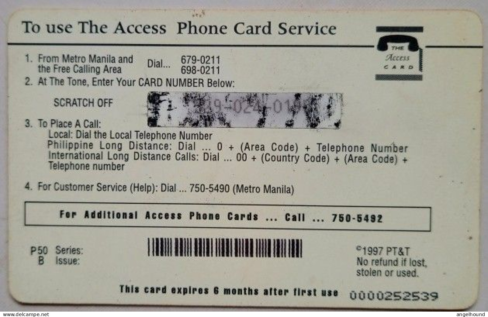 Philippines  PT & T  P50 Access Card  " Telephone " - Filipinas