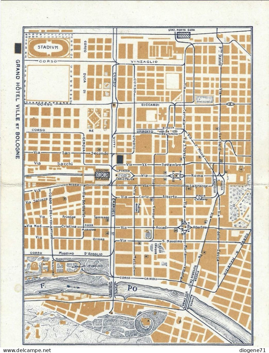 Torino Turin Grand Hôtel Ville Et Bologne Publicita Rara - Cafés, Hôtels & Restaurants