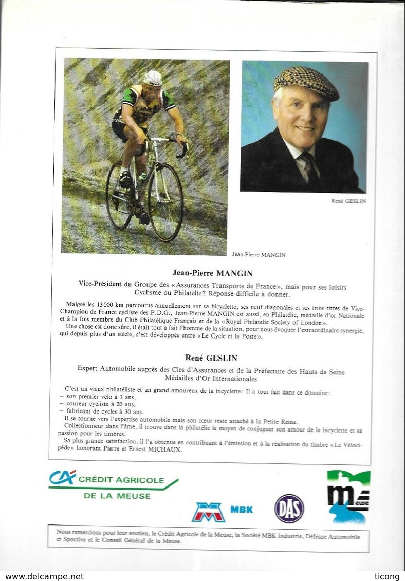 LE CYCLE ET LA POSTE, JP MANGIN ET R GESLIN 1ERE EDITION 1988 - THEME FACTEURS, CYCLISME, POSTE, TIMBRES - VOIR SCANNERS - Thématiques