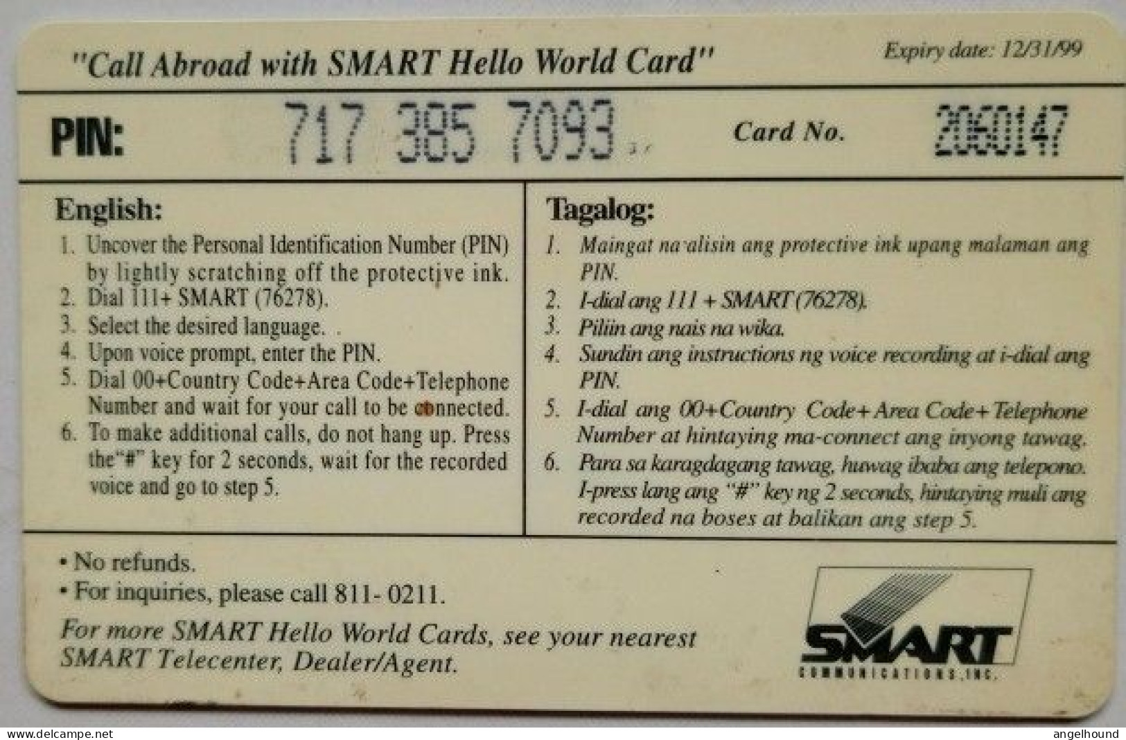 Philippines Smart Prepaid P300 " Hello World Card " - Filippine