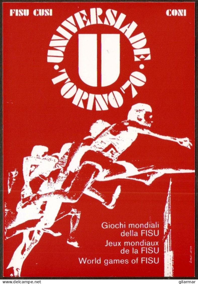 ATHLETICS - ITALIA - UNIVERSIADE TORINO '70 - CARTOLINA COLORE ROSSO - NUOVA - M - Athlétisme