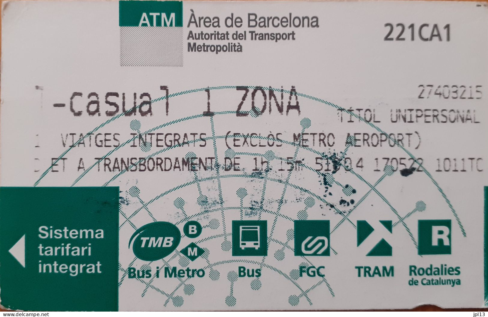 Ticket De Transport - ESPAGNE - 10 Trajets Métro Barcelone - Autres & Non Classés