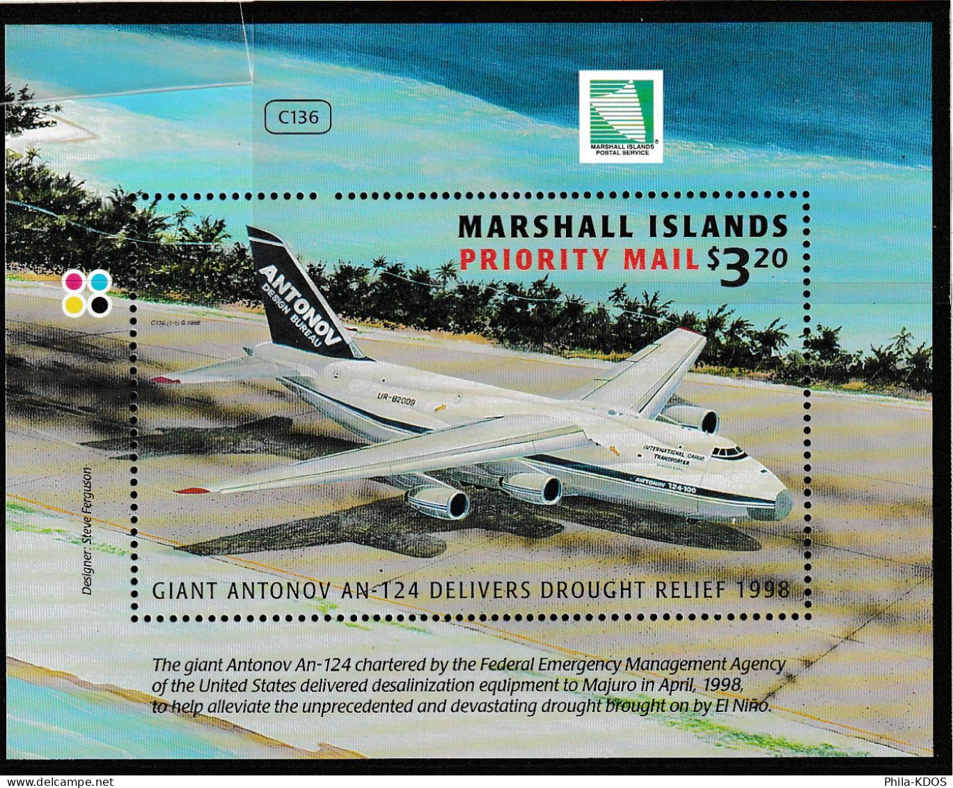 (Sous La Faciale) 1998 " CARGO ANTONOV AN-124 " Sur Bloc Feuillet Neuf ** MNH  Des Iles Marshall. - Marshall