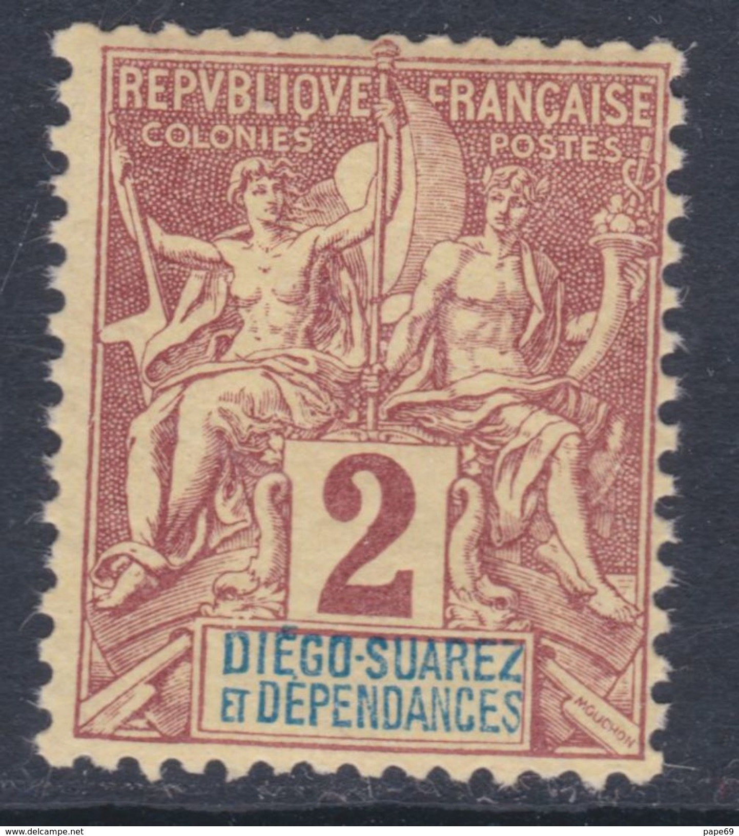 Diego-Suarez N° 26 X Type Groupe : 2 C. Lilas-brun Sur Paille Trace De Charnière Sinon TB - Unused Stamps