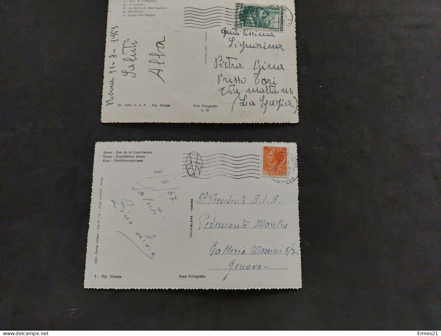 Lotto Cartoline 1957. Roma. Souvenir E Via Della Conciliazione. .  Viaggiata. Condizioni Eccellenti. - Sammlungen & Lose