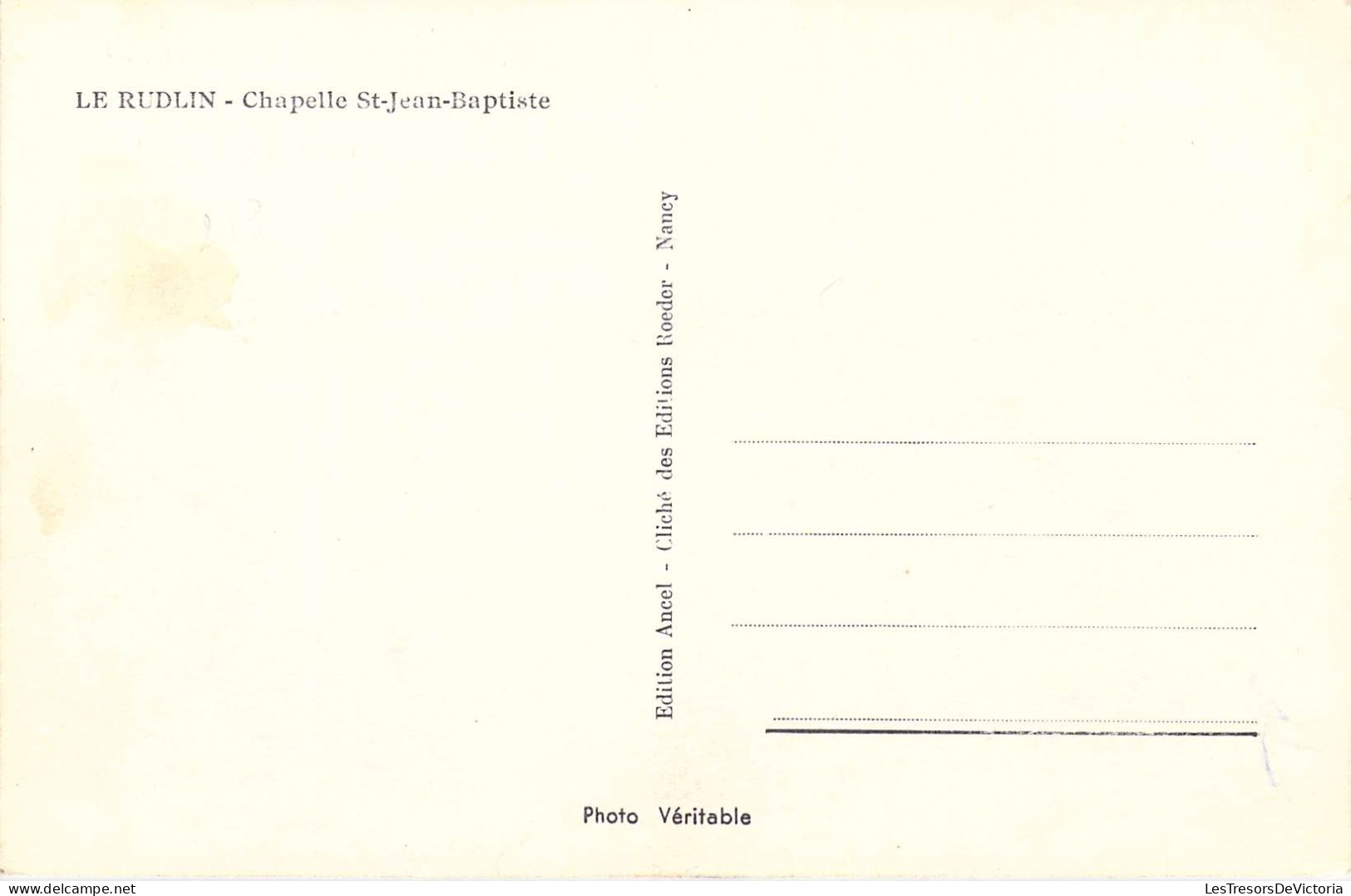 FRANCE - 88 - LE RUDLIN - Chapelle St Jean Baptiste - Edition Ancel - Carte Postale Ancienne - Autres & Non Classés