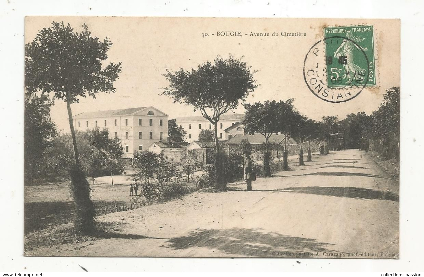 Cp, ALGERIE, BOUGIE, BEJAIA, Avenue Du Cimetière, Voyagée 1908 - Bejaia (Bougie)