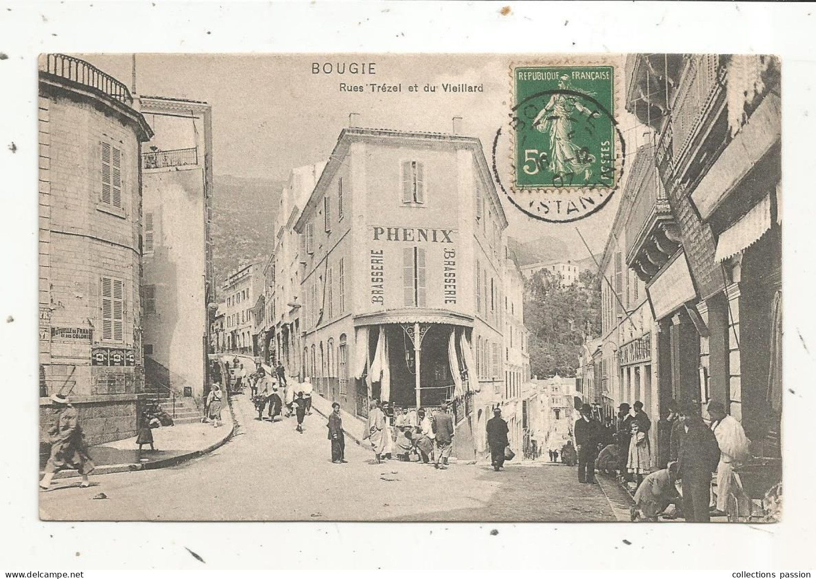 Cp, ALGERIE, BOUGIE, BEJAIA, Rues TREZEL Et Du Vieillard, Voyagée 1907 - Bejaia (Bougie)