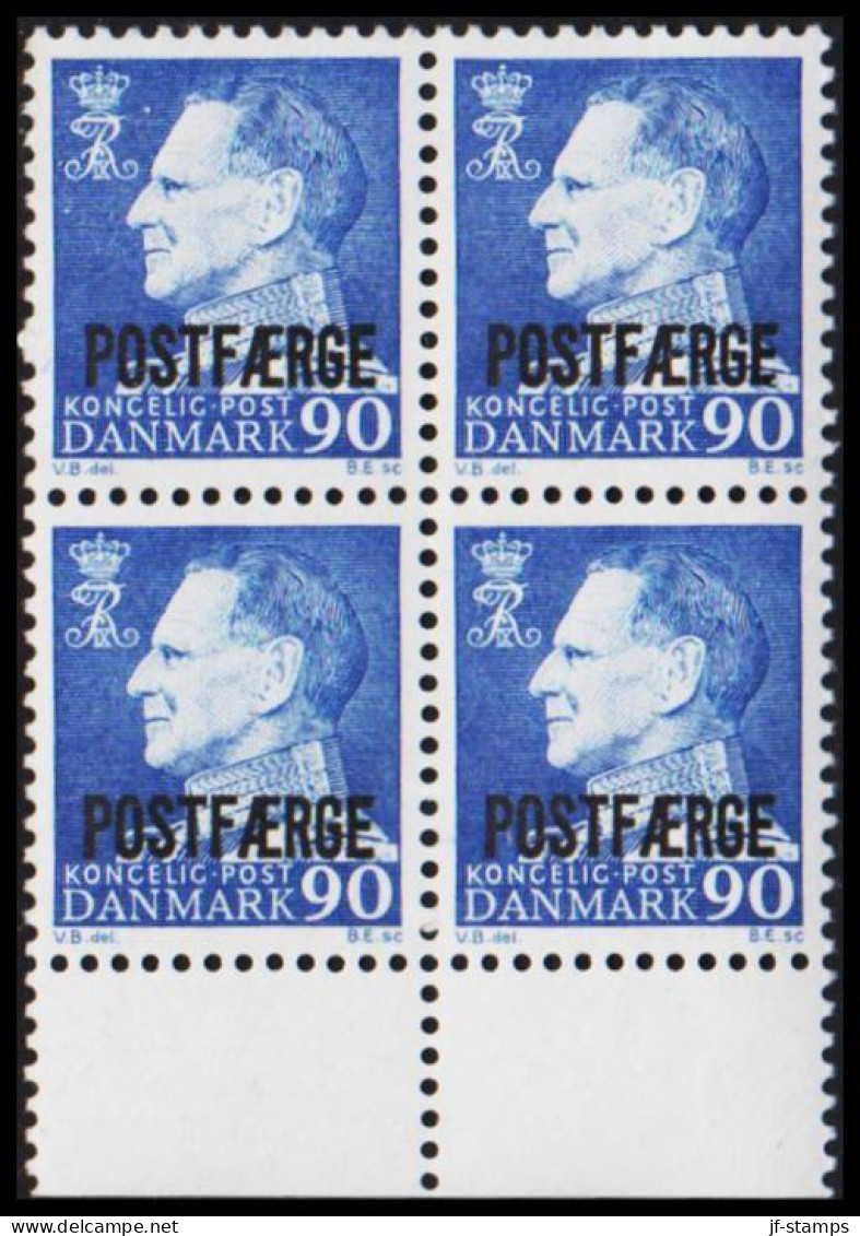 1970. Postfærge. 90 øre Frederik Overprinted POSTFÆRGE. Ever Hinged 4-block.  (Michel PF43) - JF533407 - Parcel Post